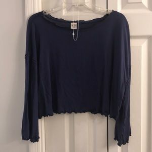 Free People NAVY colored bell sleeve top
